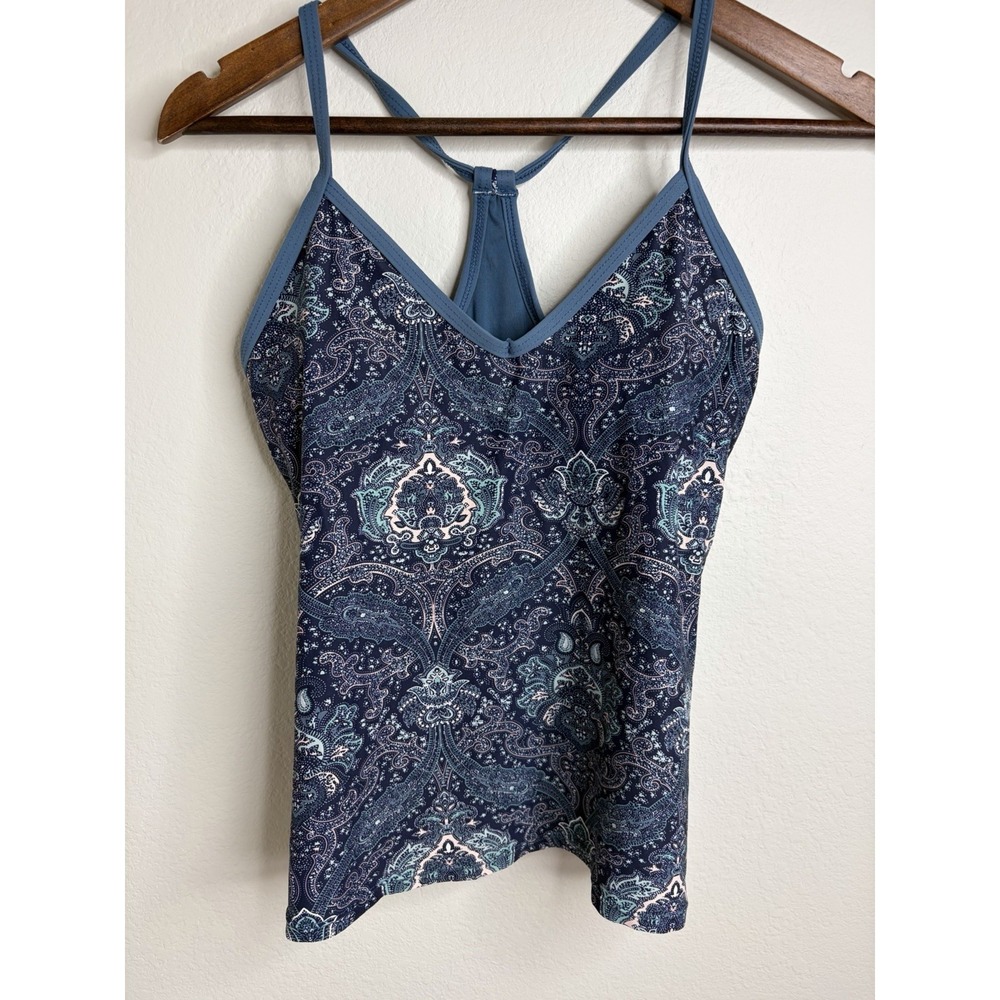 Carve Designs Stinson Tankini Top Women's Small Blue Paisley Swim Top Shelf Bra